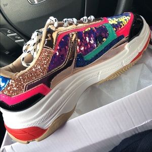 Multi color chunky trainers